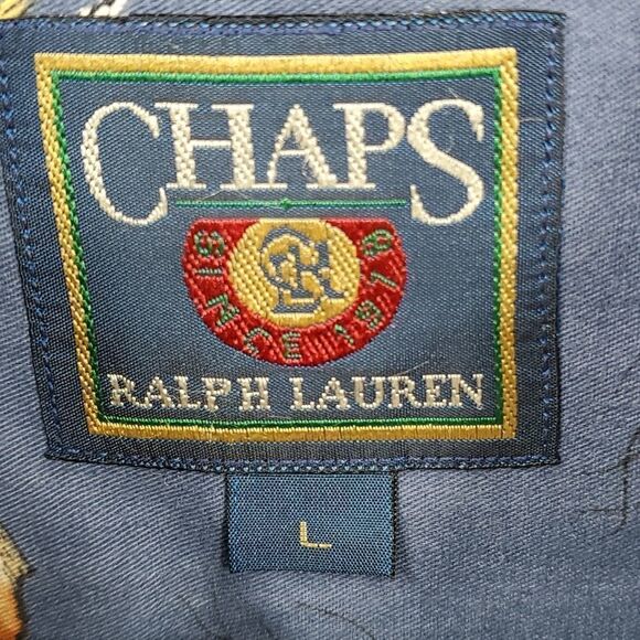 Chaps Ralph Lauren Y2K mens long sleeve shirt. Indian design print, blue. large - Picture 3 of 8